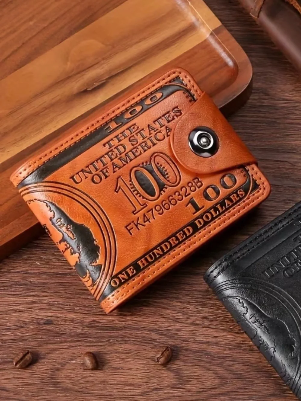 Money Clip Wallet with 100 Dollar Embossed Design like leather